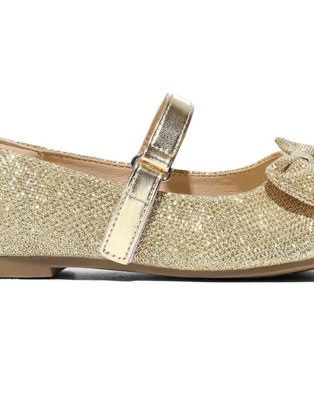 Girls' Glitter Bow Mary Jane Dress Shoes - Gold
